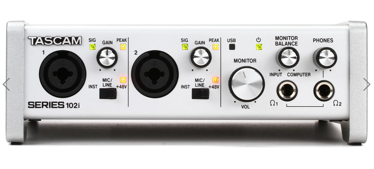 Interface de áudio USB e MIDI TASCAM Series 102i