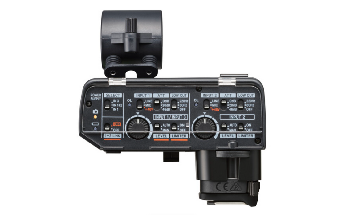 Adaptador de microfone TASCAM CA-XLR2d-C XLR para câmeras Canon