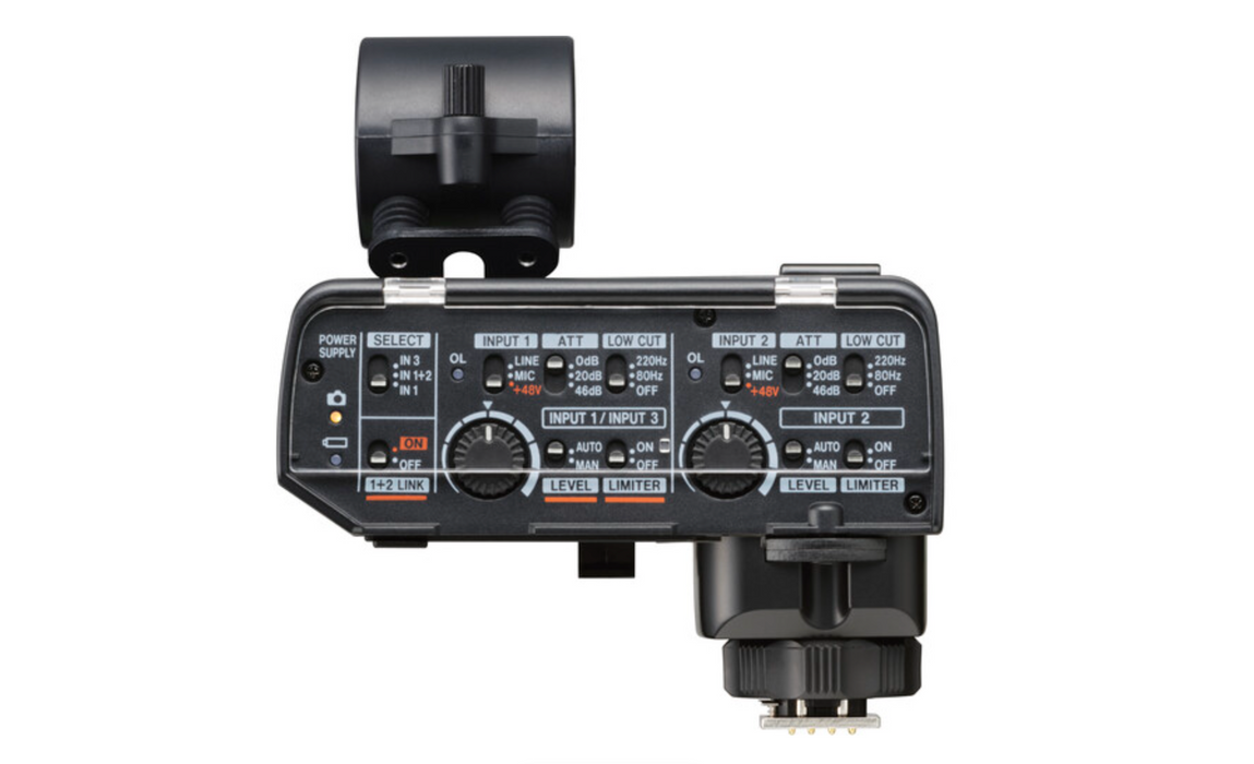 Adaptador de microfone TASCAM CA-XLR2d-F XLR para câmeras FujiFilm