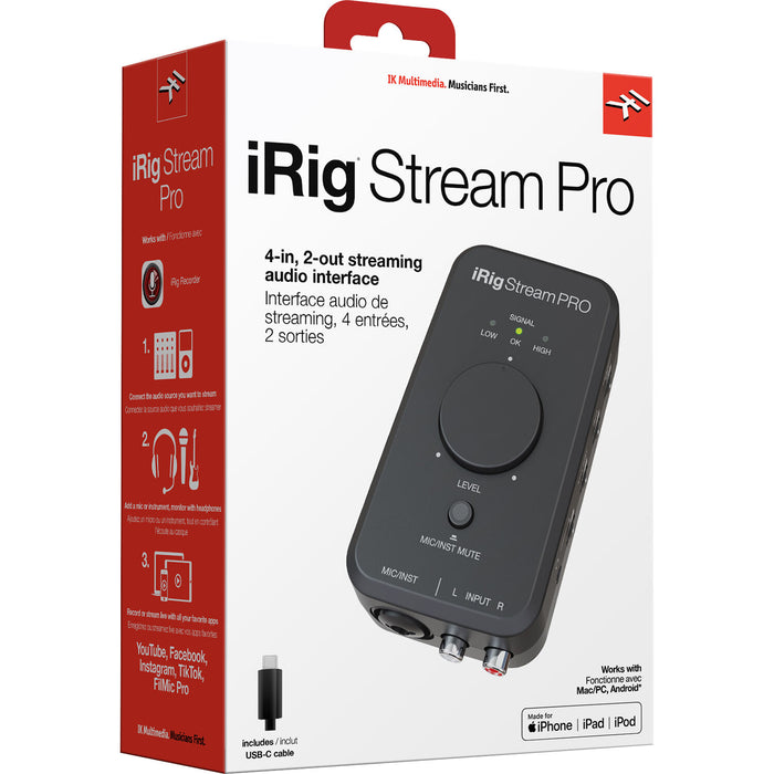 Interface de áudio IK Multimedia iRig Stream Pro USB 4x2
