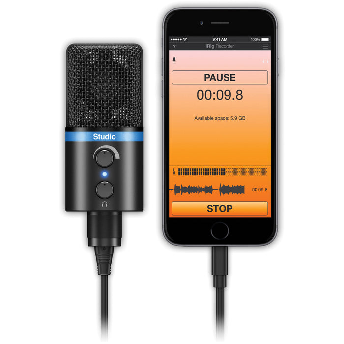 Microfone IK Multimedia iRig Mic Studio USB condensador cardioide
