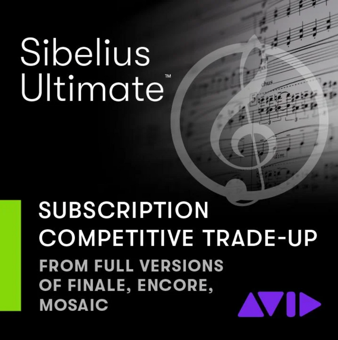 Avid Sibelius Ultimate - Assinatura de 1 ano - TRADE UP - Crossgrade de Finale, Encore, Mosaic ou Notion